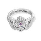 Customized 925 Sterling Silver Claddagh Ring with Birthstone - Symbolic Gift for Love, Loyalty, and Friendship - Belbren