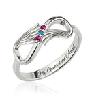 Customized Angel Wing Infinity Birthstone Ring - Eternal Guardian Jewelry for Women & Mothers - Perfect Family Gift - Belbren