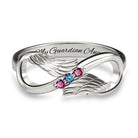 Customized Angel Wing Infinity Birthstone Ring - Eternal Guardian Jewelry for Women & Mothers - Perfect Family Gift - Belbren