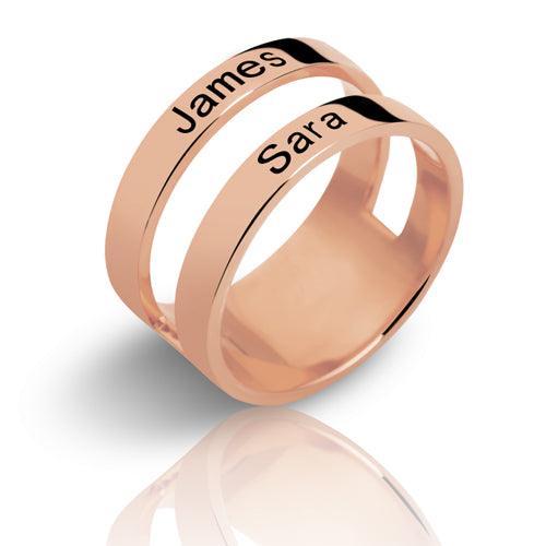 Customized Engraved Two Names Ring Sterling Silver - Belbren