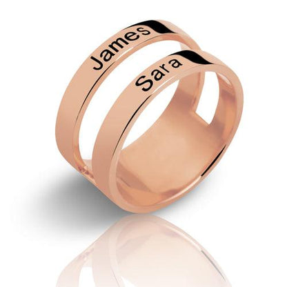 Customized Engraved Two Names Ring Sterling Silver - Belbren