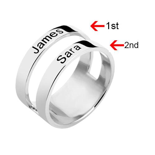 Customized Engraved Two Names Ring Sterling Silver - Belbren