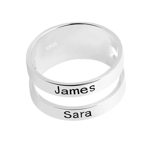 Customized Engraved Two Names Ring Sterling Silver - Belbren