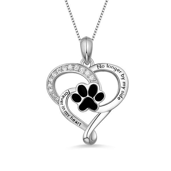 Customized Pet Paw Print Love Heart Necklace Gift for Pet Lover - Belbren