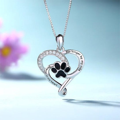 Customized Pet Paw Print Love Heart Necklace Gift for Pet Lover - Belbren