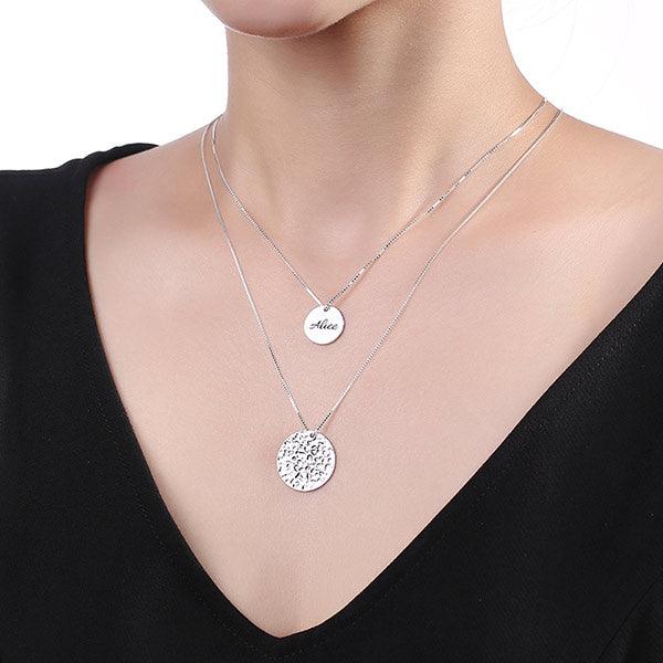 Double Chain Initial Necklace | Layered Name Necklaces | Monogram Initial Layer Necklace - Belbren