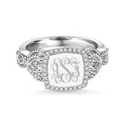 Elegant Custom Monogram Ring - Personalized Jewelry for Women, Polished Sterling Silver with Intricate Initial Patterns - Belbren