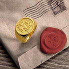 Engraved Family Crest Signet Ring | Custom Wax Seal & Coat of Arms | Personalized Jewelry in Silver & Gold - Belbren