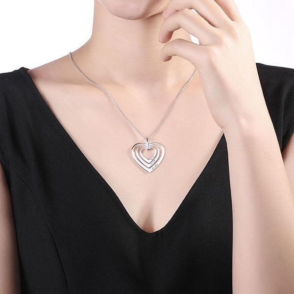 Engraved Family Heart Necklace In Sterling Silver - Belbren