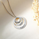 Engraved Family Stacked Circle Necklace Sterling Silver - Belbren