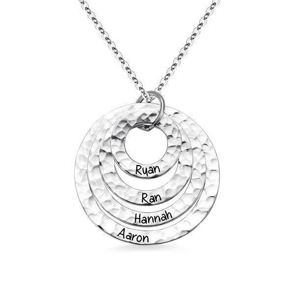 Engraved Hammered Layer Circle Necklace - Belbren