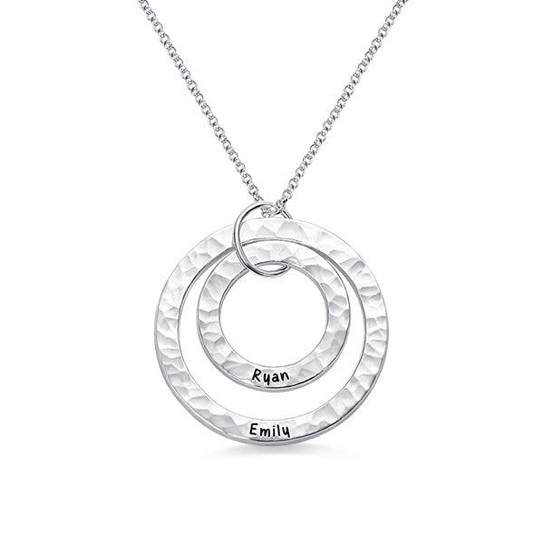 Engraved Hammered Layer Circle Necklace - Belbren