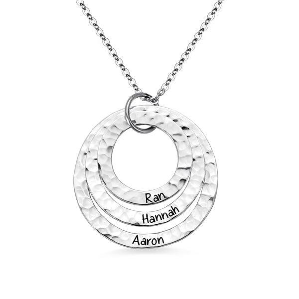 Engraved Hammered Layer Circle Necklace - Belbren