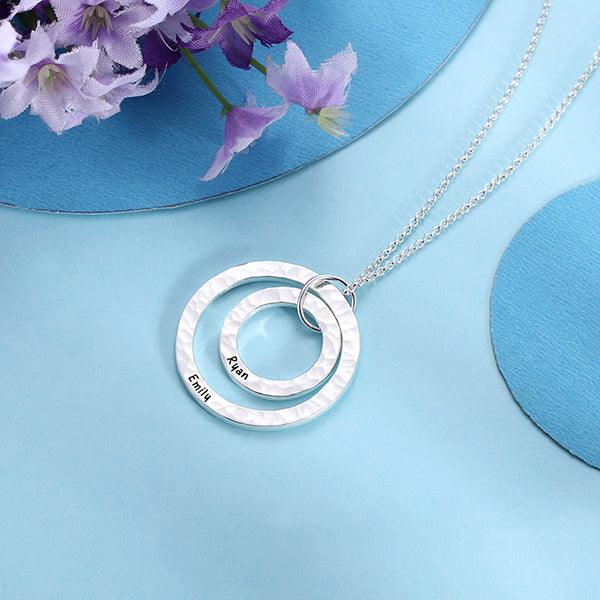 Engraved Hammered Layer Circle Necklace - Belbren