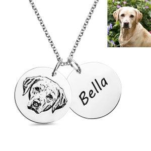 Engraved Pet Photo Necklace Sterling Silver - Belbren