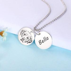 Engraved Pet Photo Necklace Sterling Silver - Belbren