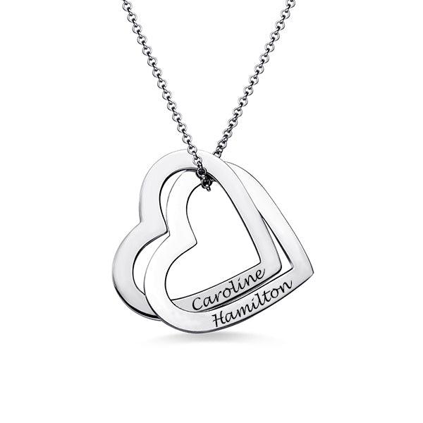 Interlocking Hearts Necklace with Engraving Sterling Silver - Belbren