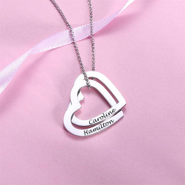 Interlocking Hearts Necklace with Engraving Sterling Silver - Belbren
