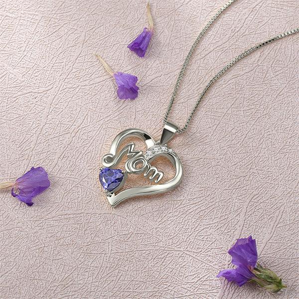 Mom Heart Necklace With Birthstone - Belbren