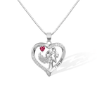 Mother and Child Angel Pendant Heart Necklace with Birthstone - Belbren