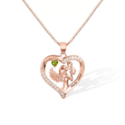 Mother and Child Angel Pendant Heart Necklace with Birthstone - Belbren