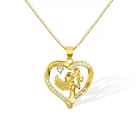 Mother and Child Angel Pendant Heart Necklace with Birthstone - Belbren