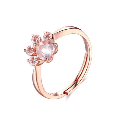 Natural Crystal Pink Cat Paw Ring Gift for Pet Lover (Adjustable) - Belbren