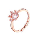 Natural Crystal Pink Cat Paw Ring Gift for Pet Lover (Adjustable) - Belbren