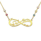 Personalized 5 Names Infinity Necklace with Birthstone - Belbren