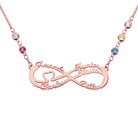 Personalized 5 Names Infinity Necklace with Birthstone - Belbren