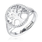 Personalized 925 Sterling Silver Tree of Life Family Ring with Diamond Simulants - Engravable, Ideal for Mother's Day & Birthdays - Belbren