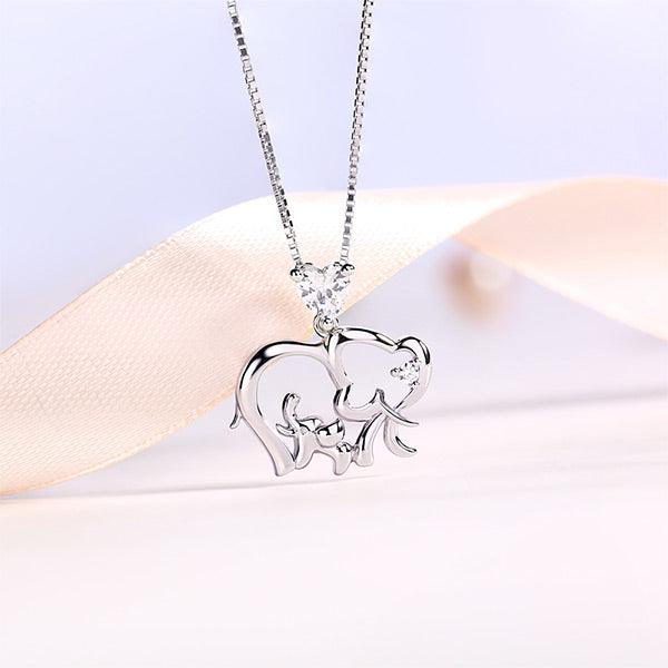 Personalized Birthstone Baby Elephant Necklace - 925 Sterling Silver Mother and Child Jewelry Gift for Mother's Day, Birthday, Anniversary - Belbren