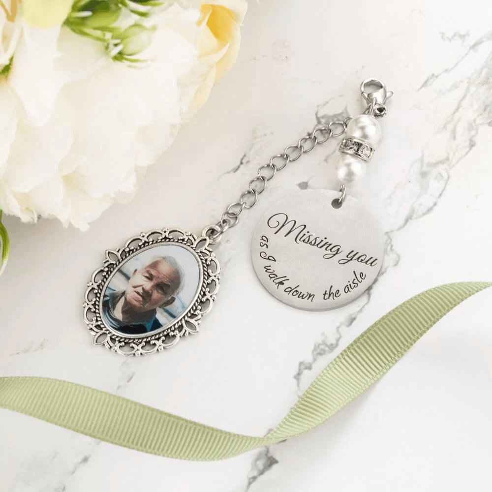 Personalized Bridal Bouquet Charm - Wedding Memorial Photo Keepsake - Belbren