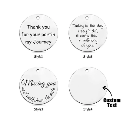 Four round charm styles with different memorial texts for custom engraving.