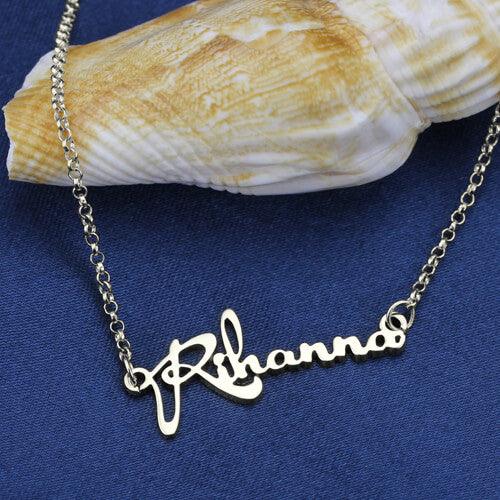 Personalized Celebrity Dainty Script Name Necklace Sterling Silver - Belbren