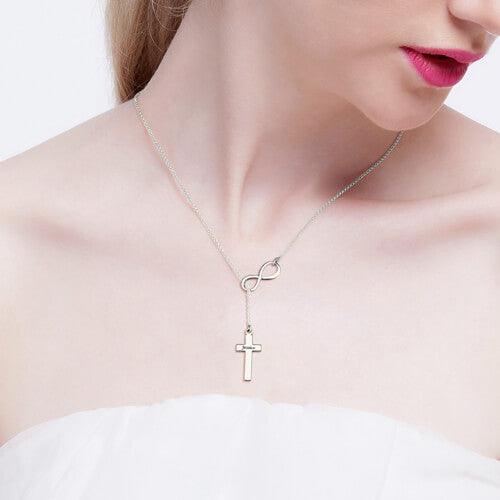 Personalized Classy Infinity Cross Name Necklace Sterling Silver - Belbren