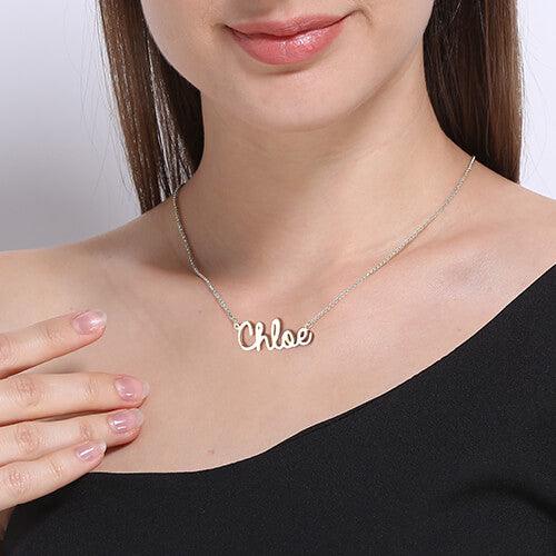 Personalized Cursive Style Name Necklace In Sterling Silver - Belbren