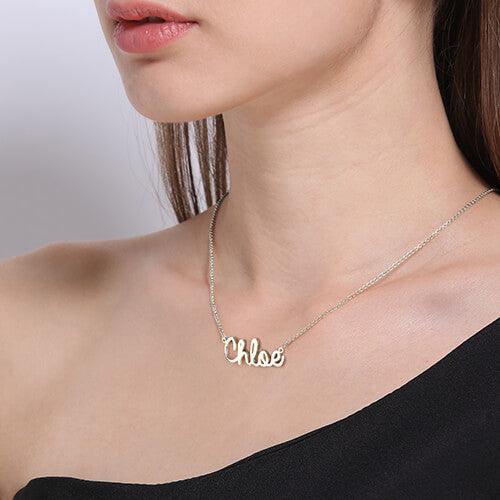 Personalized Cursive Style Name Necklace In Sterling Silver - Belbren