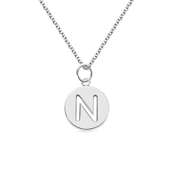 Personalized Cut Out Initial Disc Necklace - Belbren