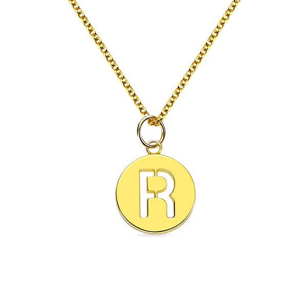 Personalized Cut Out Initial Disc Necklace - Belbren