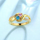 Personalized Double Birthstones Ring with Custom Engravings - Sterling Silver, 18k Gold Plated, or Rose Gold Plated - Belbren