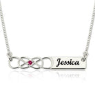 Personalized Double Infinity Custom Knot Necklace with Birthstone - Sterling Silver, Rose Gold, Gold - Engrave Any Name - Belbren