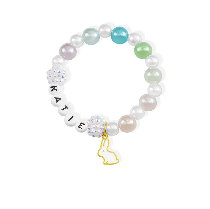 Personalized Easter Bunny Bracelet | Girl's Rabbit Name Bracelet | Kids Easter Jewelry - Belbren