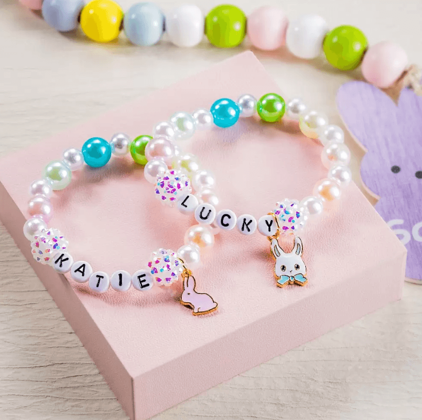 Personalized Easter Bunny Bracelet | Girl's Rabbit Name Bracelet | Kids Easter Jewelry - Belbren