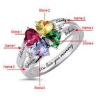 Personalized Four Heart Birthstone Clover Ring - Brass or 925 Sterling Silver - Family Jewelry - Belbren