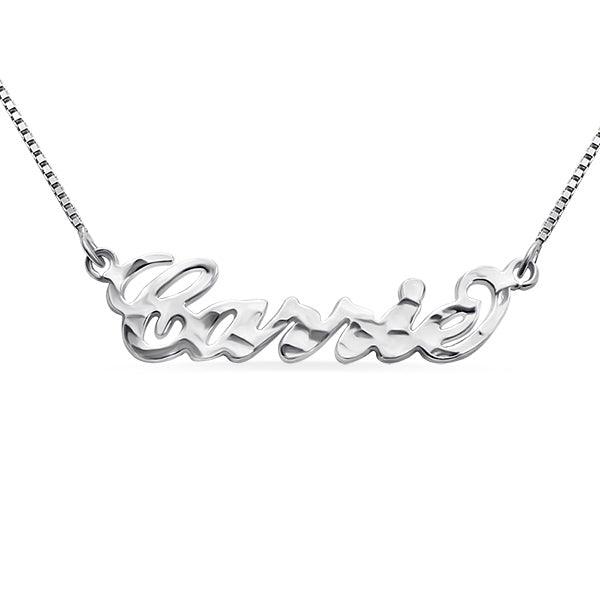 Personalized Hammered Name Necklace Pure Silver - Belbren