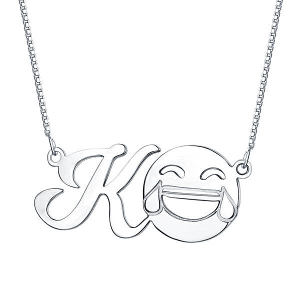 Personalized Initial Emoji Letter Necklace Sterling Silver - Belbren