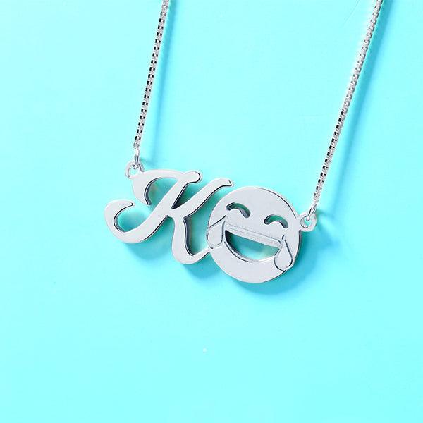 Personalized Initial Emoji Letter Necklace Sterling Silver - Belbren