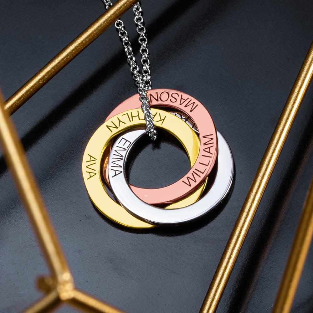 Personalized Interlocking Circles Necklace in Silver, Gold, or Rose Gold - Custom Engraved Names - Family, Love, and Friendship Jewelry - Belbren