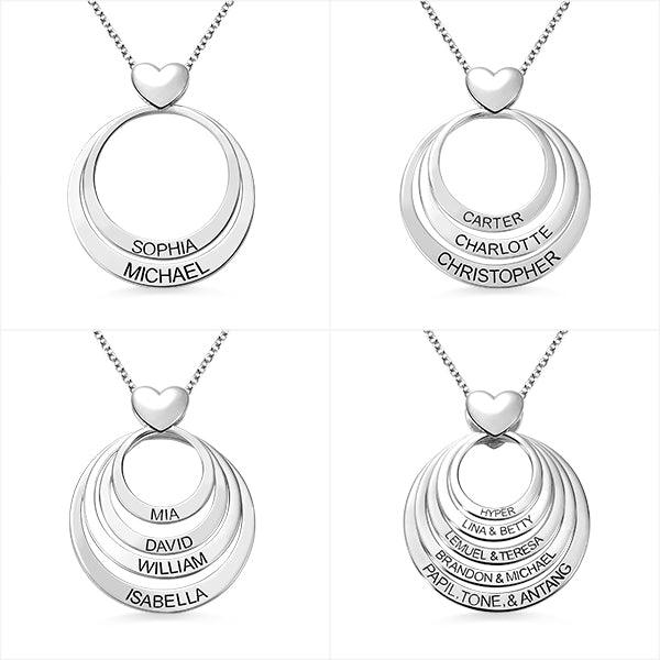 Personalized Jewelry Family Gifts for Mom | Name Engraved Heart Necklace | Family Name Necklace - Belbren